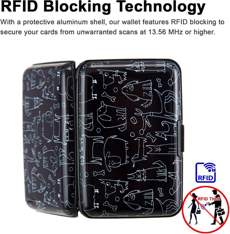 Kaabao Credit Card Holder Wallet for Women Men RFID Blocking Small Metal Business Aluminum Protector Sleeves Slim Mini Cards Case (Black Funny Dogs Collection) - Image 4